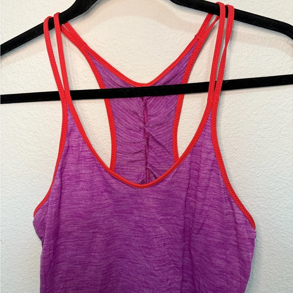 Lululemon What The Sport Singlet Il Tank Heathered Ultra Violet / Alarming Red 6